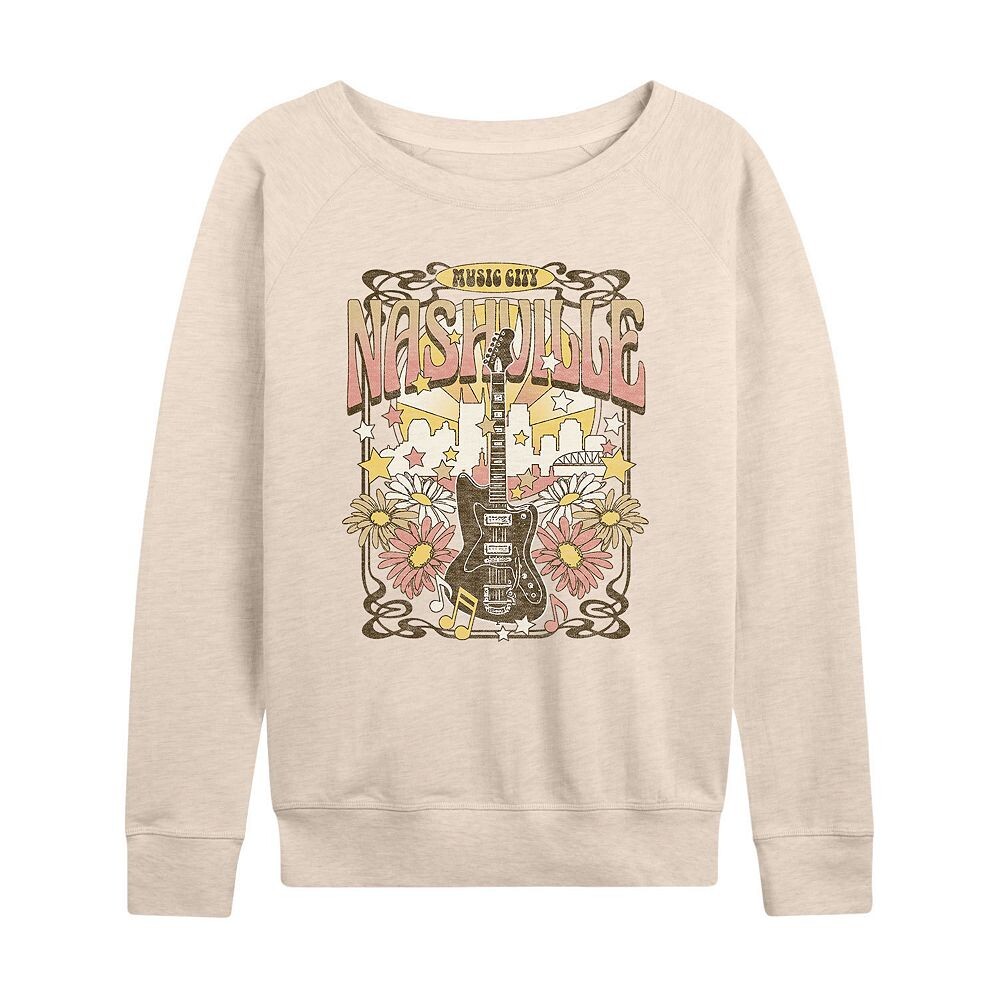 Женский легкий свитшот из френч терри с музыкальным плакатом в Нэшвилле Licensed Character, бежевый 
Женский легкий свитшот из френч терри с музыкальным плакатом в Нэшвилле Licensed Character, бежевый