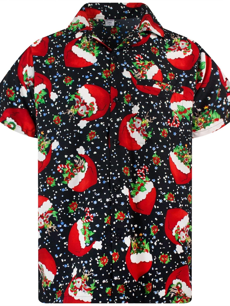 Рубашка на пуговицах классического кроя King Kameha Christmas Flying Hats, черный
Рубашка на пуговицах классического кроя King Kameha Christmas Flying Hats, черный