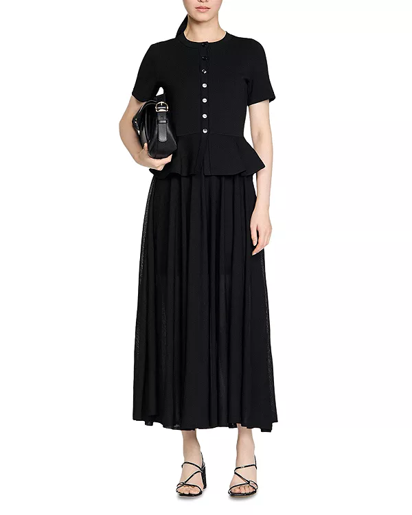 Длинное вязаное платье с баской Judith Sandro, черный
Длинное вязаное платье с баской Judith Sandro, черный