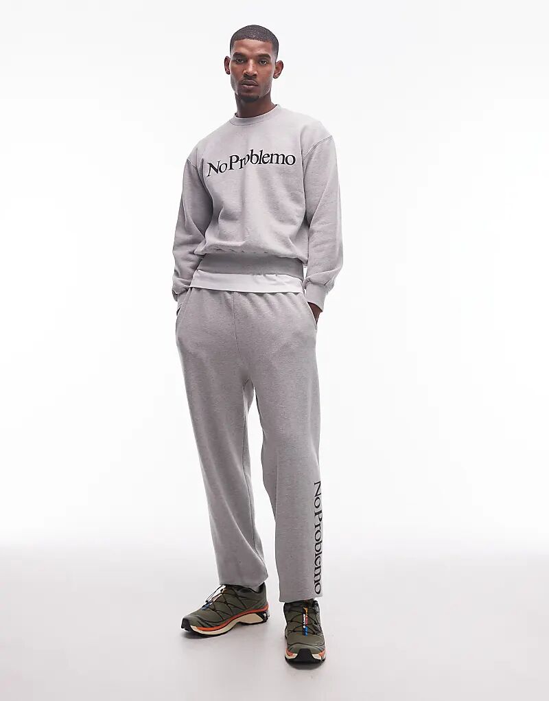 Спортивные брюки с логотипом No Problemo серого цвета 
Спортивные брюки с логотипом No Problemo серого цвета