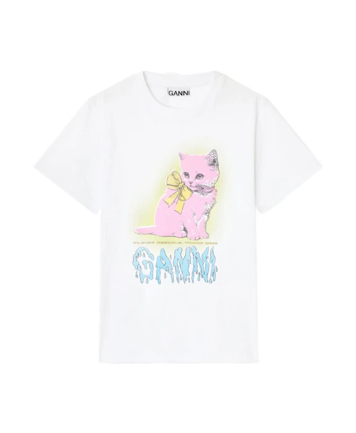 Футболка с короткими рукавами и графическим принтом. Ganni, белый
Футболка с короткими рукавами и графическим принтом. Ganni, белый