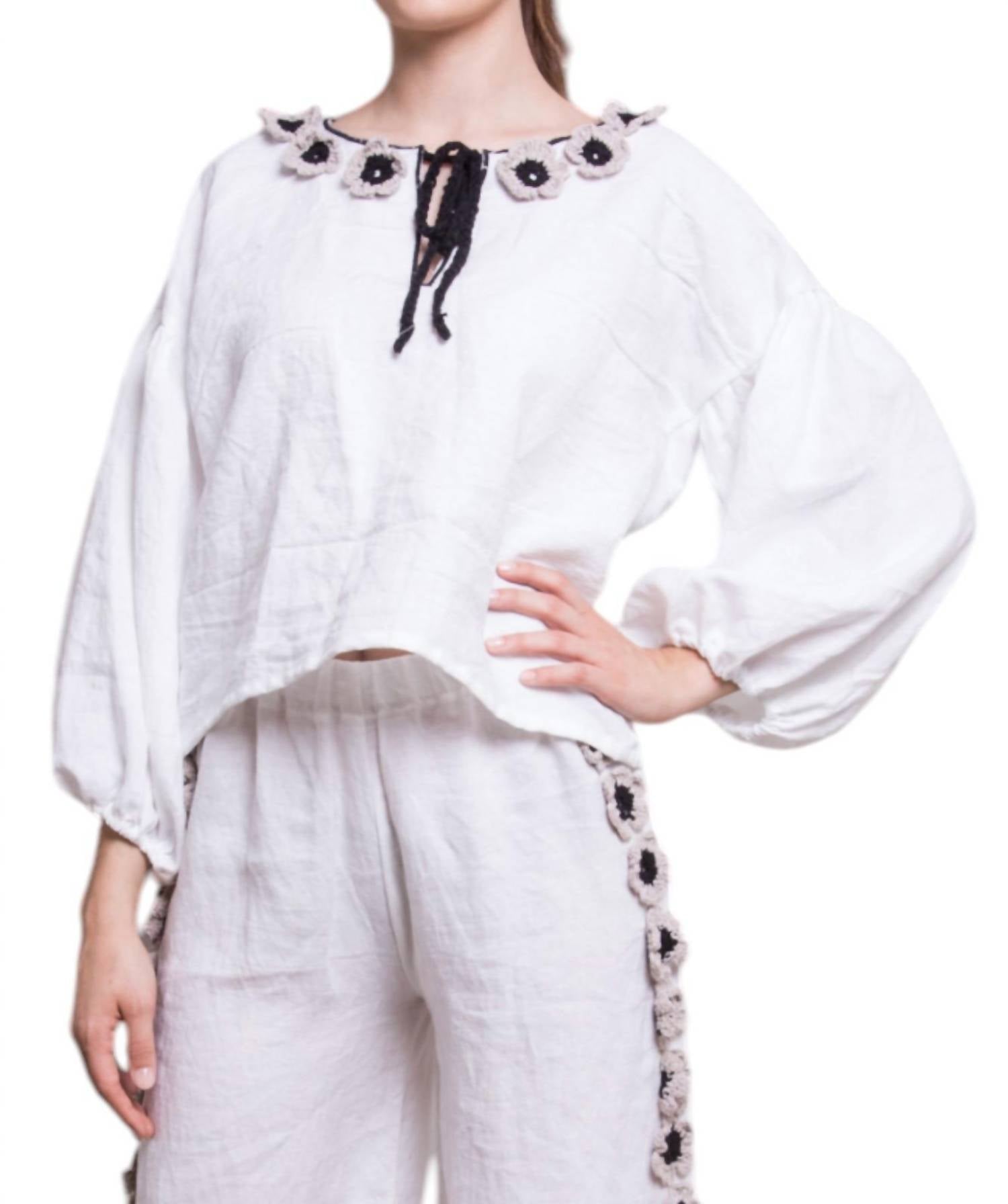 Блузка из льна Loulou белого цвета Ninaleuca
Блузка из льна Loulou белого цвета Ninaleuca