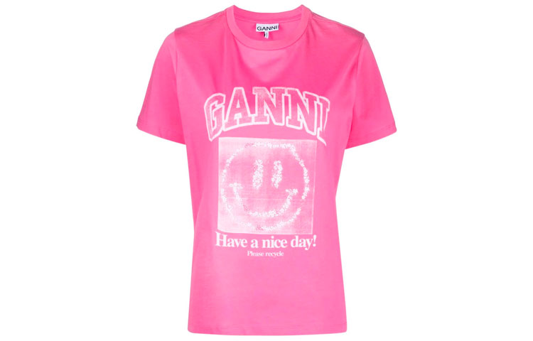 Базовый джерси с принтом смайликов Футболка свободного покроя с круглым вырезом 'Carmine Rose' GANNI, розовый
Базовый джерси с принтом смайликов Футболка свободного покроя с круглым вырезом 'Carmine Rose' GANNI, розовый