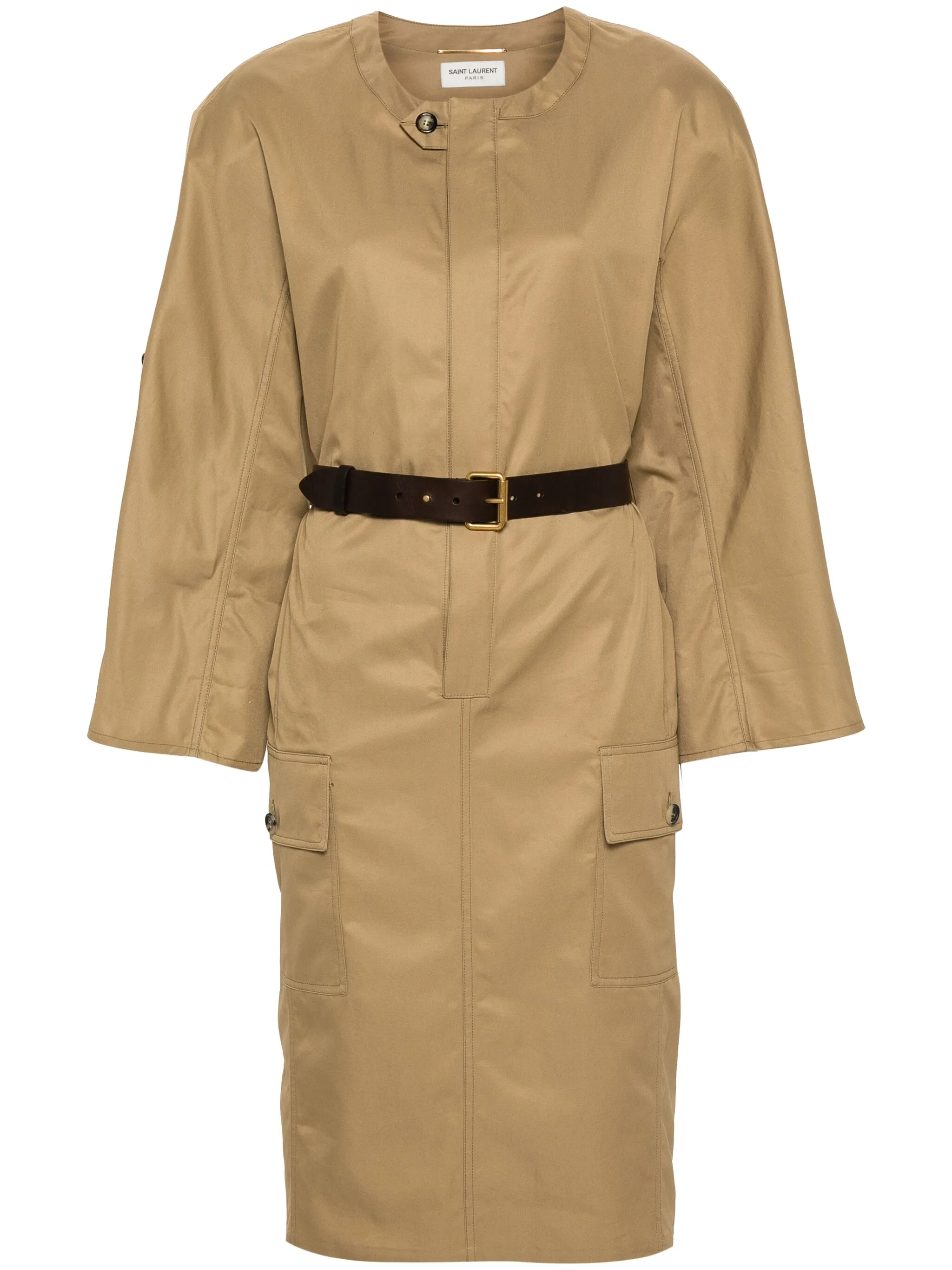 Твиловое платье миди с поясом Saint Laurent, бежевый
Твиловое платье миди с поясом Saint Laurent, бежевый