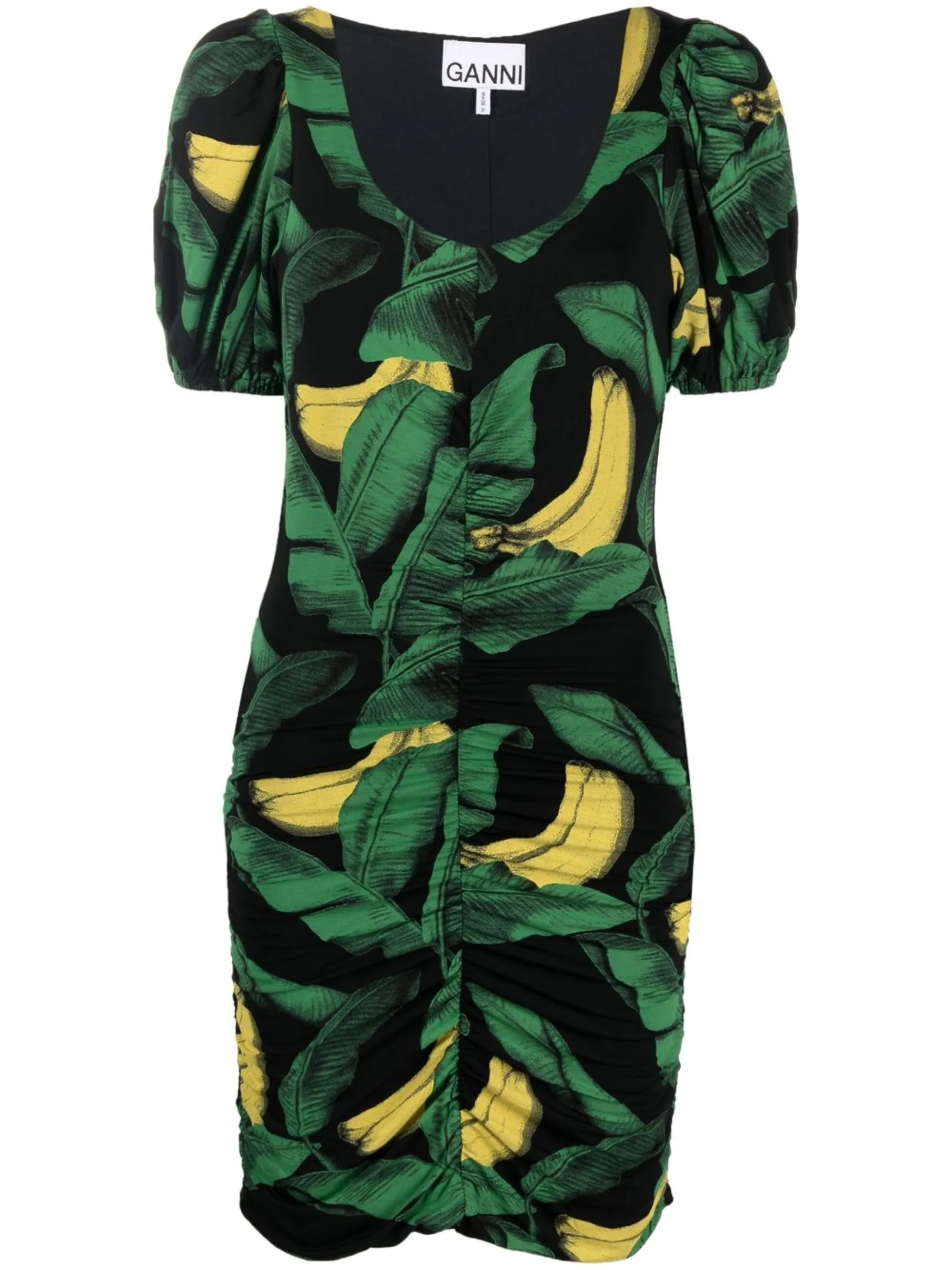 Платье с объемными рукавами и принтом Ganni, черный
Платье с объемными рукавами и принтом Ganni, черный