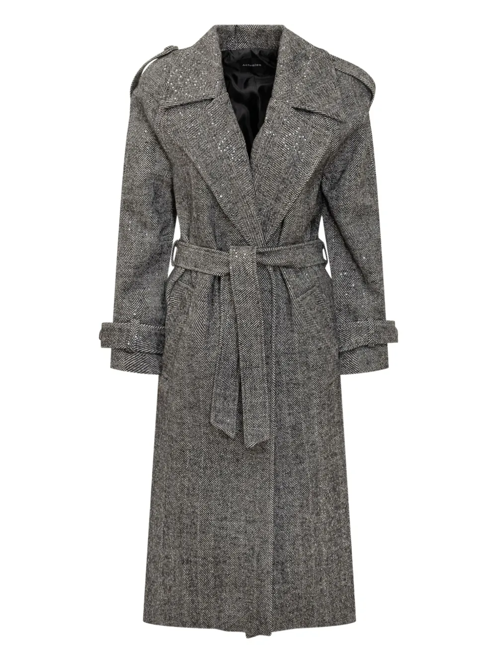 Тренч с елочкой и украшением из пайеток ACTUALEE, серый
Тренч с елочкой и украшением из пайеток ACTUALEE, серый