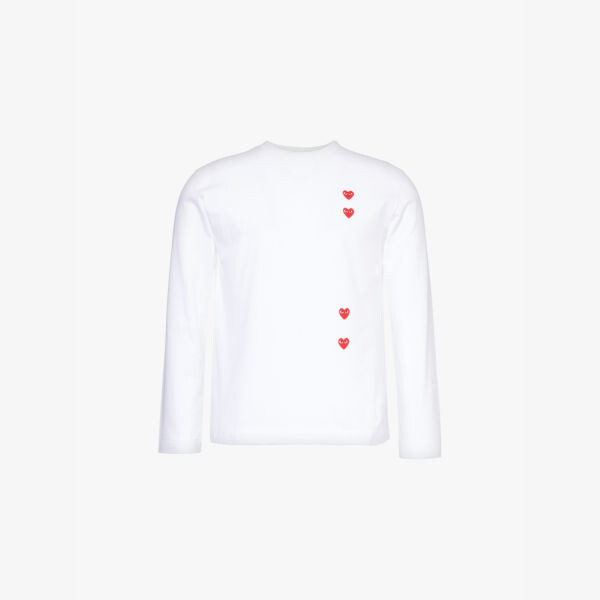 Футболка из хлопкового джерси с вертикальным принтом в виде сердца Comme Des Garcons Play, белый
Футболка из хлопкового джерси с вертикальным принтом в виде сердца Comme Des Garcons Play, белый