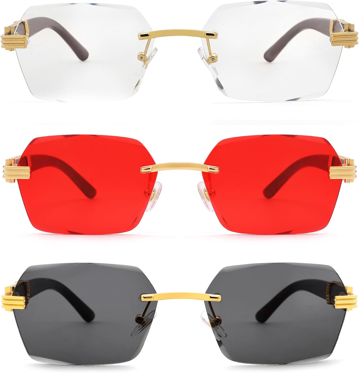 Солнцезащитные очки Pro Acme без оправы, прямоугольной формы, для мужчин и женщин, шестиугольные солнцезащитные очки, безрамочные очки в стиле Y2K, A90 3 Pack (Clear + Red + Grey)
Солнцезащитные очки Pro Acme без оправы, прямоугольной формы, для мужчин и женщин, шестиугольные солнцезащитные очки, безрамочные очки в стиле Y2K, A90 3 Pack (Clear + Red + Grey)