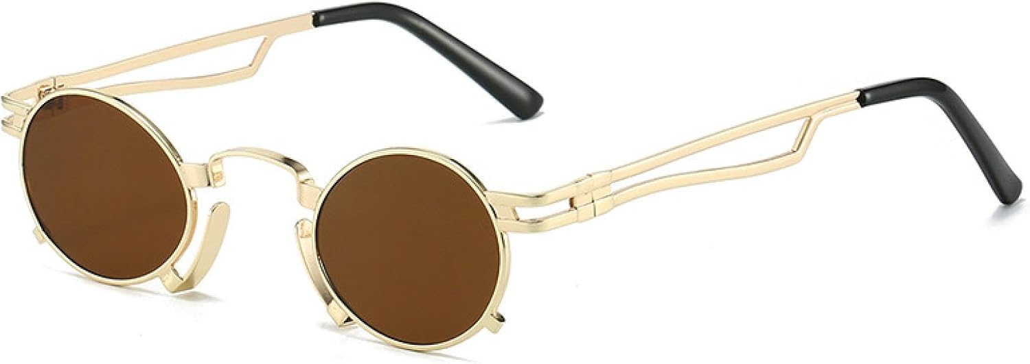 Ретро-солнцезащитные очки маленького овального размера для женщин, модные, с уникальной металлической оправой, защита от УФ-излучения UV400, панк-очки для мужчин TVTBBVV, Golden Tea
Ретро-солнцезащитные очки маленького овального размера для женщин, модные, с уникальной металлической оправой, защита от УФ-излучения UV400, панк-очки для мужчин TVTBBVV, Golden Tea