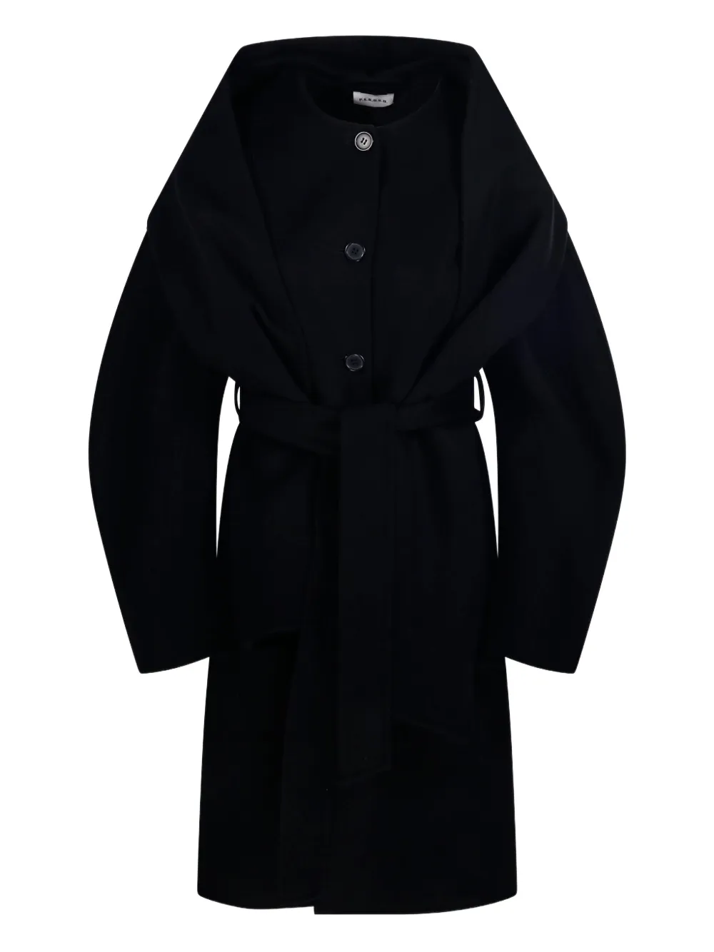 Пальто с поясом и рукавами-буфами P.A.R.O.S.H., черный 
Пальто с поясом и рукавами-буфами P.A.R.O.S.H., черный