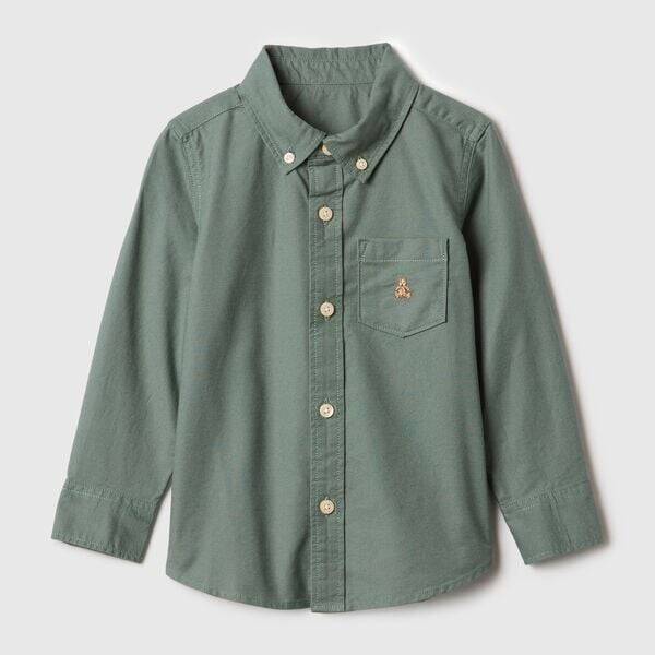 Рубашка на пуговицах с карманом и вышивкой в виде плюшевого мишки Gap, зеленый
Рубашка на пуговицах с карманом и вышивкой в виде плюшевого мишки Gap, зеленый