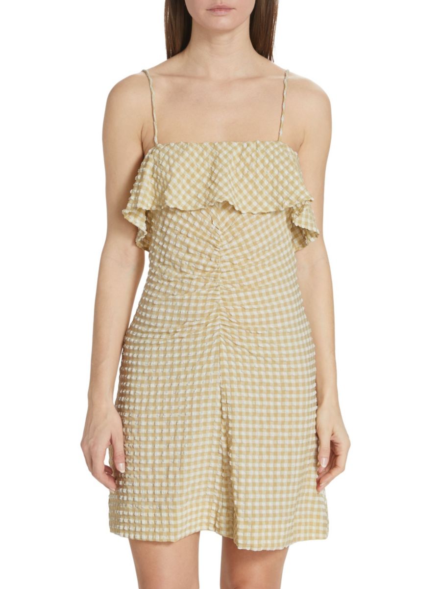 Мини-платье из сирсакера с оборками Ganni, цвет Pale Khaki
Мини-платье из сирсакера с оборками Ganni, цвет Pale Khaki