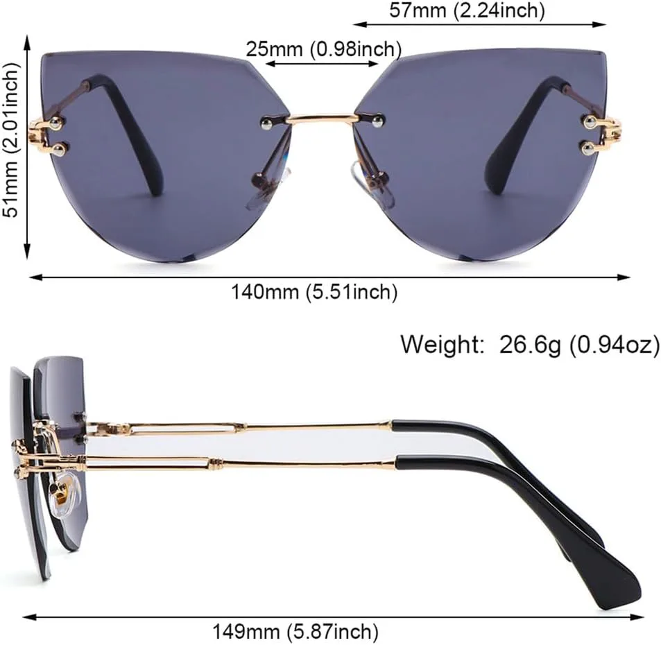 Женские солнцезащитные очки без оправы "кошачий глаз" с металлическим покрытием, защита от УФ-излучения UV400, цвет B, розово-красный DSVIGF, B -Rose Red
Женские солнцезащитные очки без оправы "кошачий глаз" с металлическим покрытием, защита от УФ-излучения UV400, цвет B, розово-красный DSVIGF, B -Rose Red