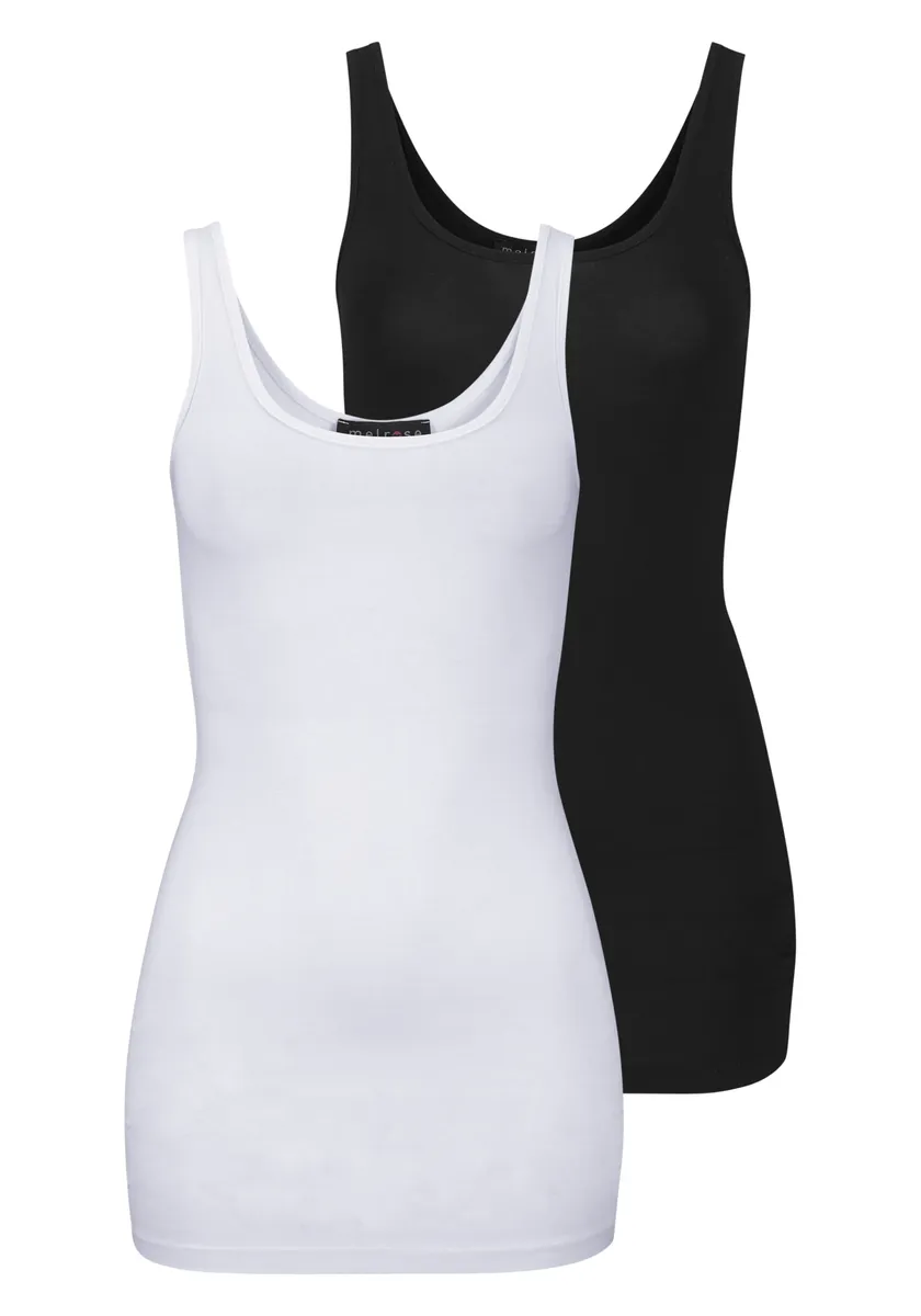 Длинный топ Melrose (в упаковке 2 шт.) с изящным блестящим логотипом на спине, белый
Длинный топ Melrose (в упаковке 2 шт.) с изящным блестящим логотипом на спине, белый