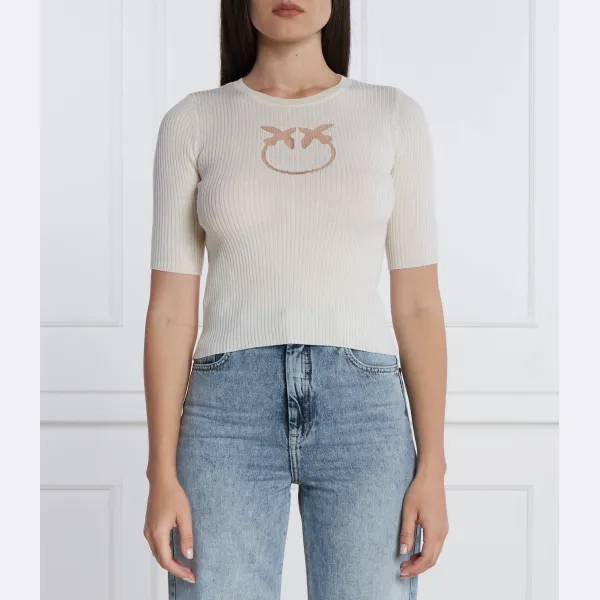 Шерстяная блузка приталенного кроя Pinko, бежевый
Шерстяная блузка приталенного кроя Pinko, бежевый