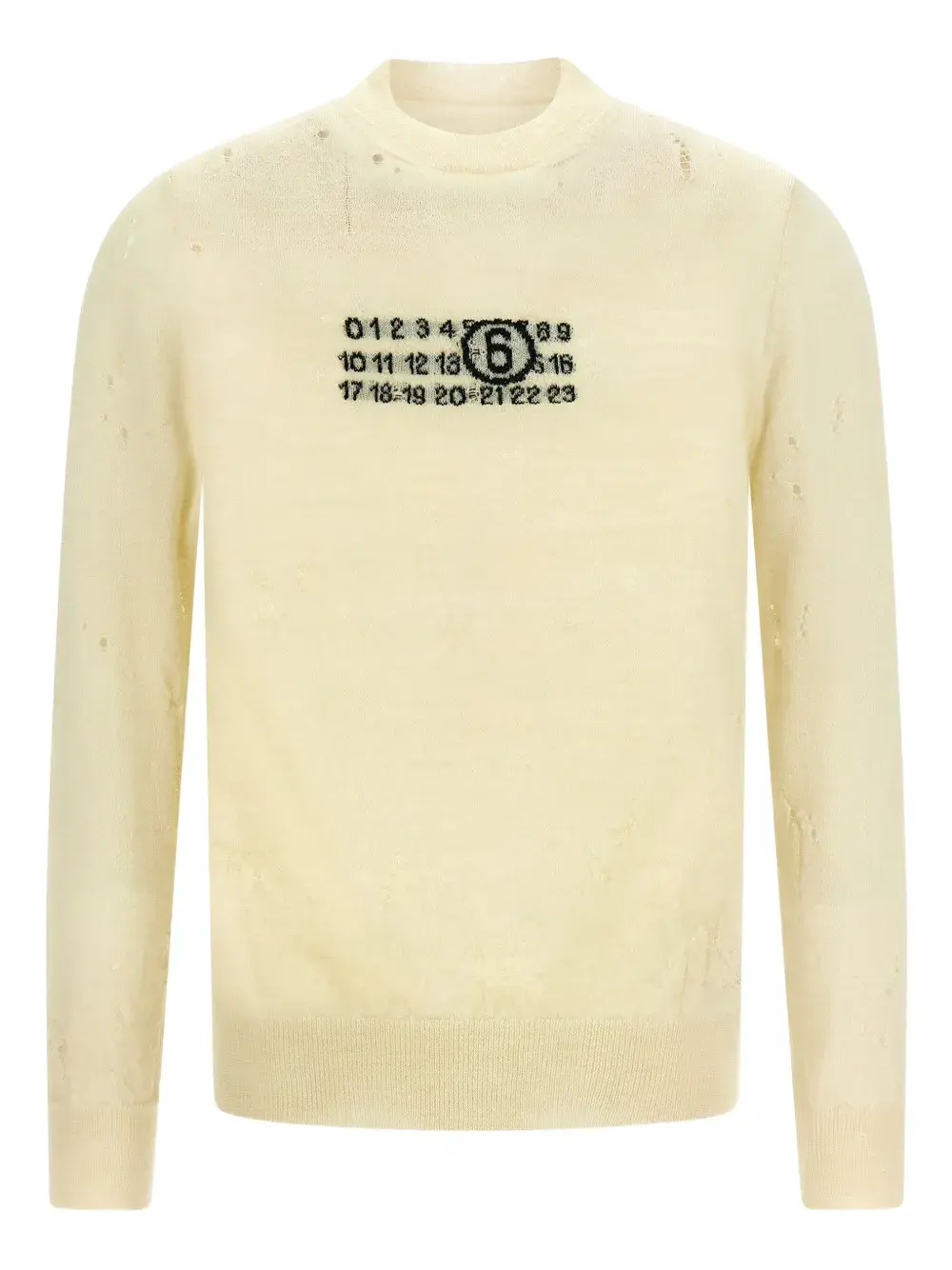 Шерстяной свитер с жаккардовыми деталями и потертостями MM6 Maison Margiela
Шерстяной свитер с жаккардовыми деталями и потертостями MM6 Maison Margiela