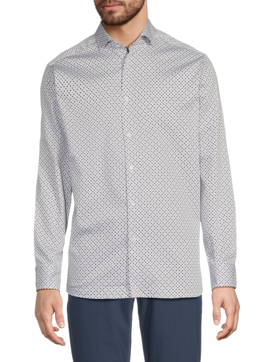 Рубашка с геометрическим принтом Luchiano Visconti, белый 
Рубашка с геометрическим принтом Luchiano Visconti, белый