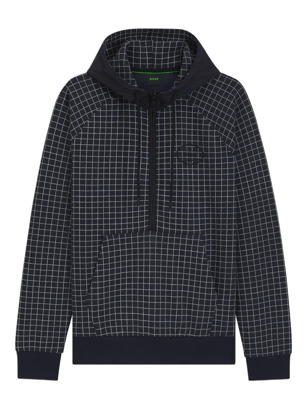 Клетчатое худи с воротником на молнии BOSS, синий
Клетчатое худи с воротником на молнии BOSS, синий