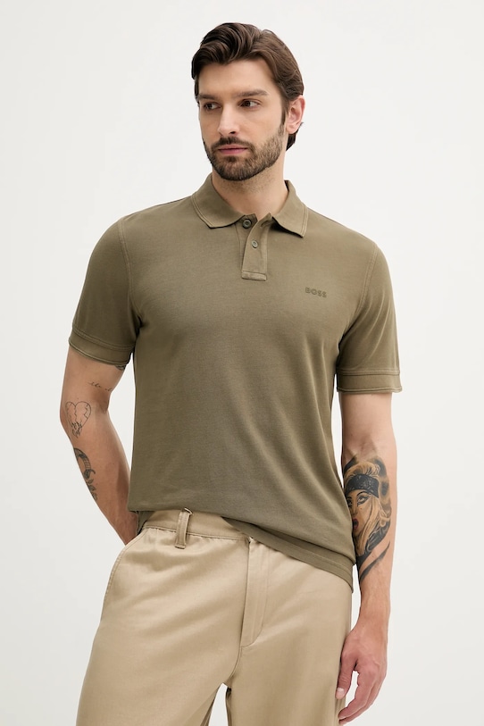 Хлопковая поло Boss Orange, зеленый 
Хлопковая поло Boss Orange, зеленый