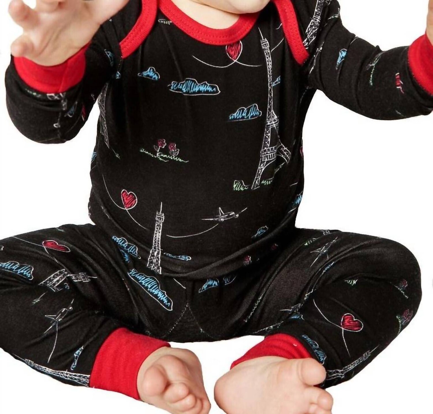 Детский черный эластичный пижамный комплект "boo Boo" с рисунком Eiffel BedHead PJs, черный 
Детский черный эластичный пижамный комплект "boo Boo" с рисунком Eiffel BedHead PJs, черный