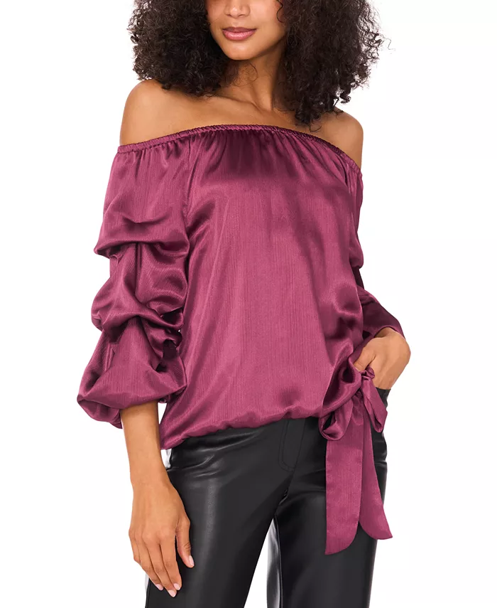 Женская атласная блузка с открытыми плечами и рукавами 3/4, завязывающимися спереди Vince Camuto, фиолетовый
Женская атласная блузка с открытыми плечами и рукавами 3/4, завязывающимися спереди Vince Camuto, фиолетовый