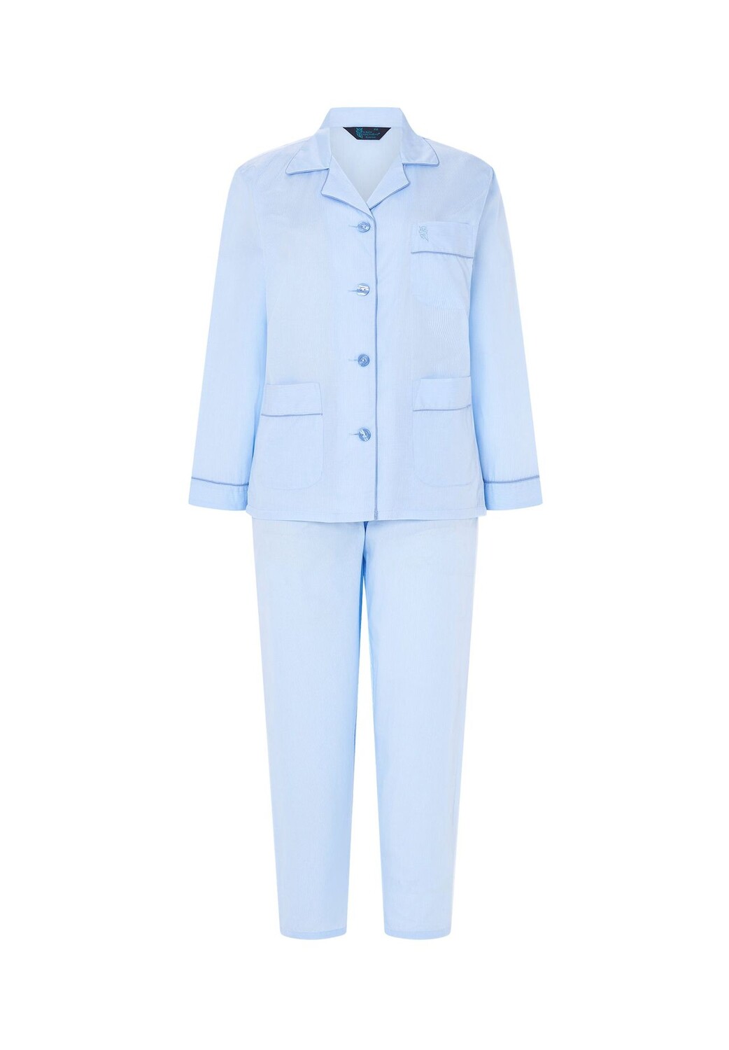 Женская пижама из поплина с длинным воротником с лацканами в полоску синего цвета El Búho NOCTURNO, синий