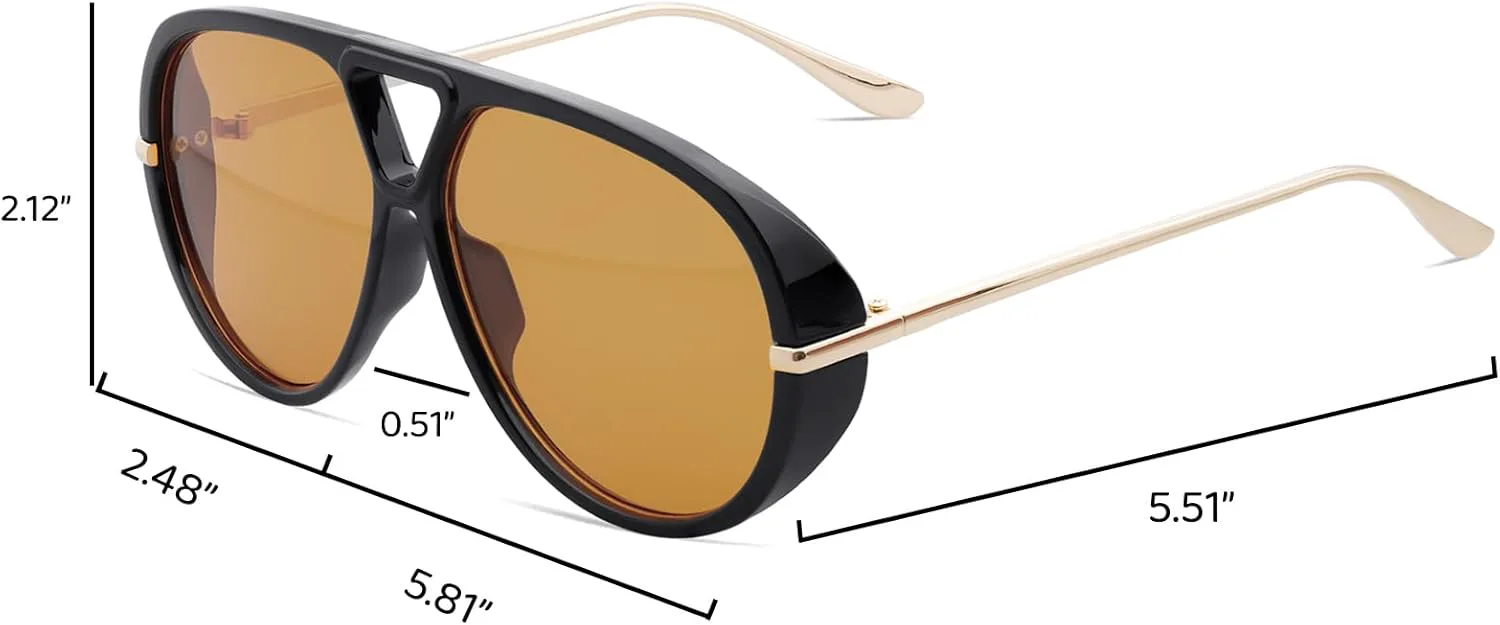 Модные ретро-солнцезащитные очки-авиаторы с боковыми щитками для женщин и мужчин, большие пластиковые круглые винтажные очки AENMTU, Black Frame, Light Tea Lenses
Модные ретро-солнцезащитные очки-авиаторы с боковыми щитками для женщин и мужчин, большие пластиковые круглые винтажные очки AENMTU, Black Frame, Light Tea Lenses