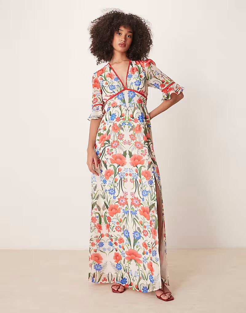 Платье макси Hope & Ivy с оборками на рукавах и разрезом на спине, красного цвета, многоцветное
Платье макси Hope & Ivy с оборками на рукавах и разрезом на спине, красного цвета, многоцветное