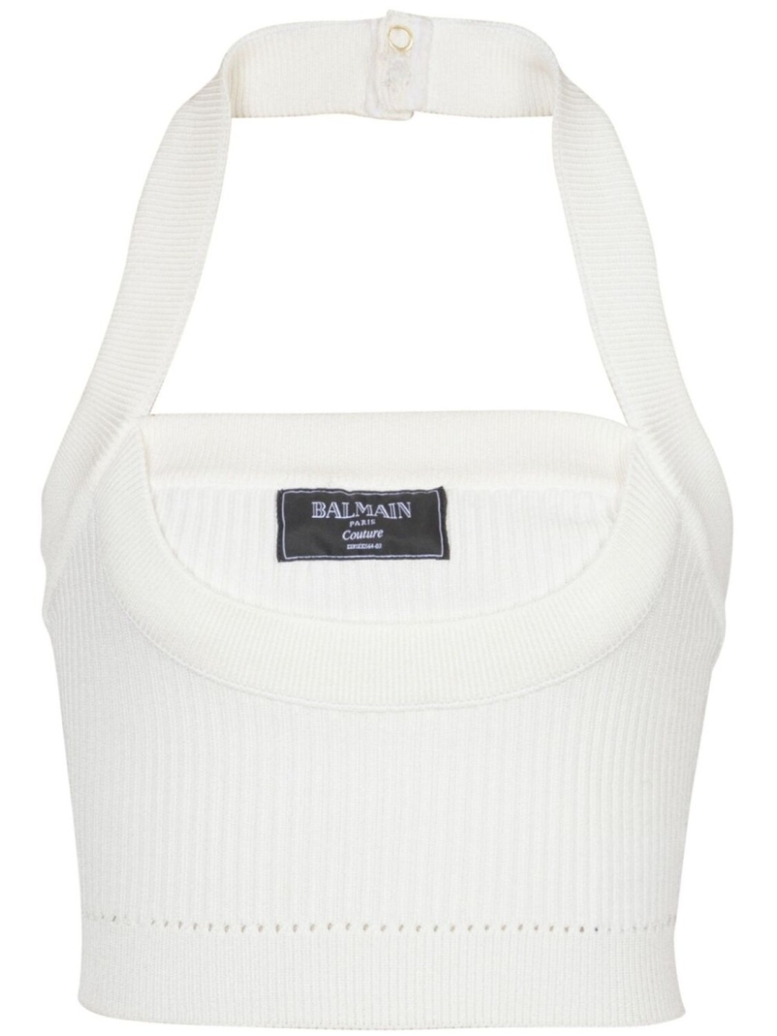 Топ в рубчик с вырезом халтер Balmain, белый
Топ в рубчик с вырезом халтер Balmain, белый
