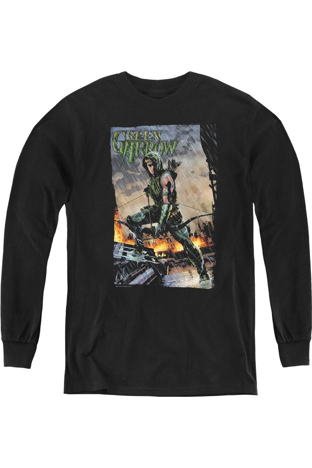 Футболка с длинным рукавом "Лига справедливости Америки: Огонь и дождь" для молодежи Gildan, черный 
Футболка с длинным рукавом "Лига справедливости Америки: Огонь и дождь" для молодежи Gildan, черный
