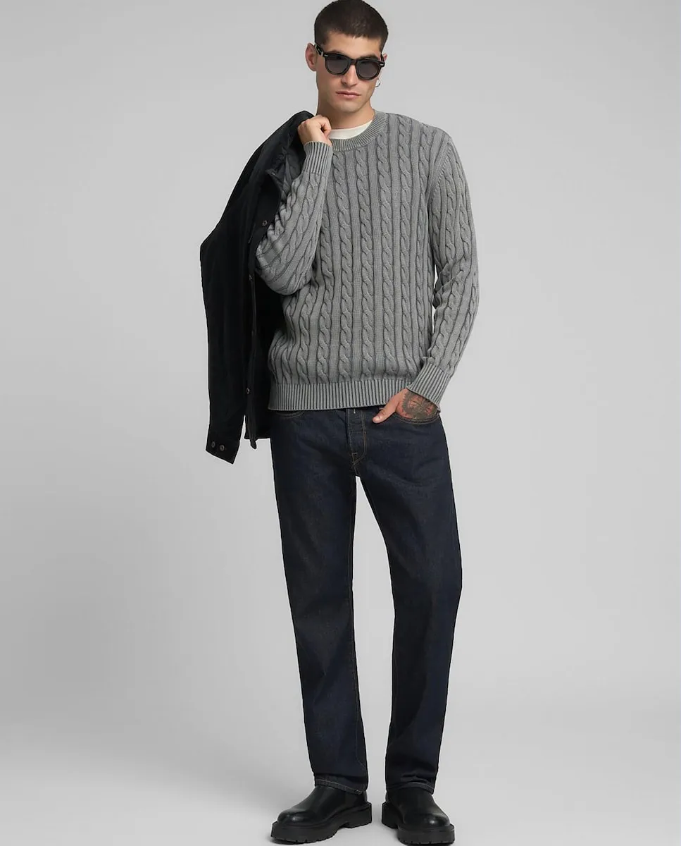 Мужской джемпер с круглым вырезом и вязкой косичкой Replay, серый
Мужской джемпер с круглым вырезом и вязкой косичкой Replay, серый