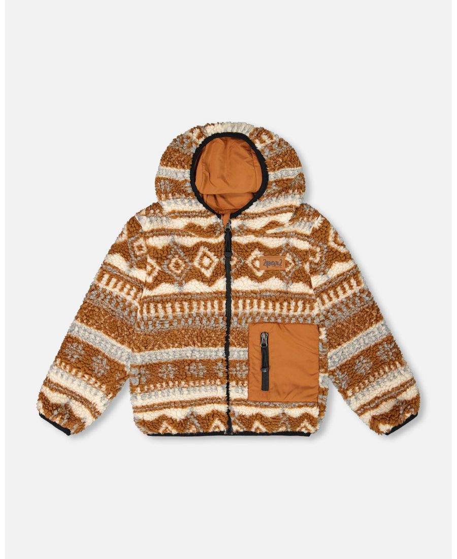 Детская двусторонняя куртка унисекс из искусственного меха для межсезонья, коричневая, с ацтекским узором - для детей Deux par Deux, Brown pecan
Детская двусторонняя куртка унисекс из искусственного меха для межсезонья, коричневая, с ацтекским узором - для детей Deux par Deux, Brown pecan