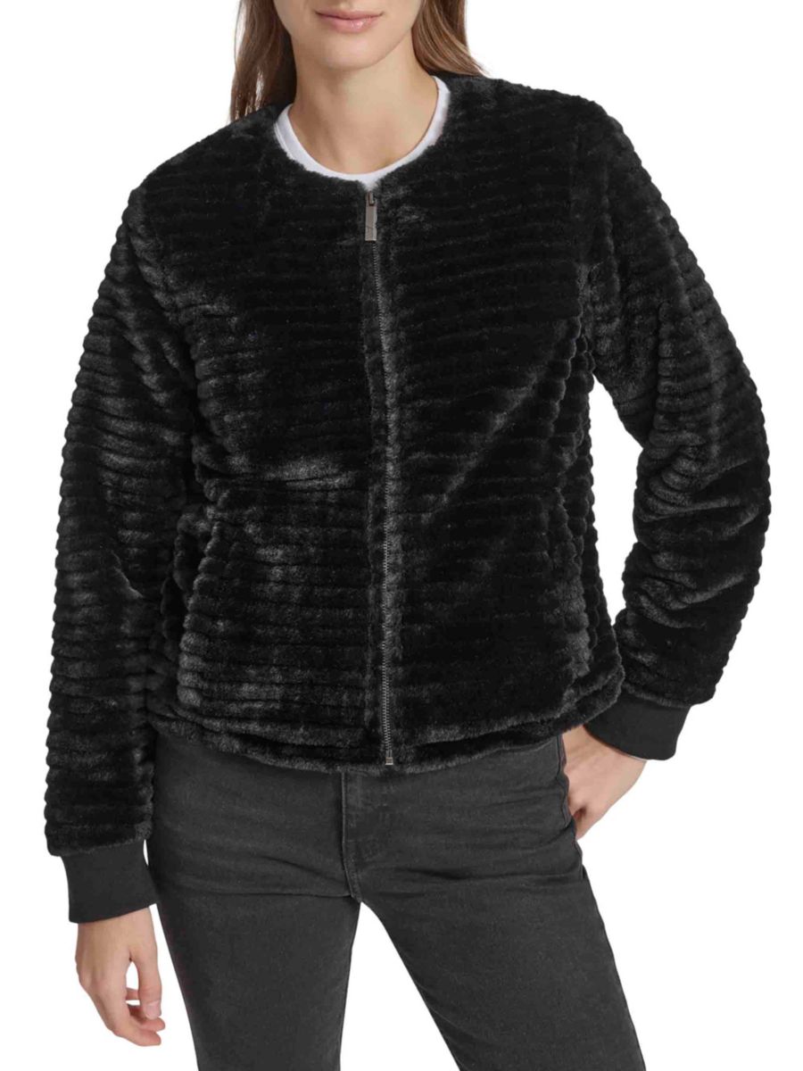 Куртка без воротника из искусственной норки в рубчик Andrew Marc, черный
Куртка без воротника из искусственной норки в рубчик Andrew Marc, черный