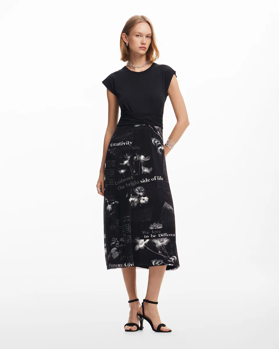 Платье миди с текстами и цветами Desigual, черный
Платье миди с текстами и цветами Desigual, черный