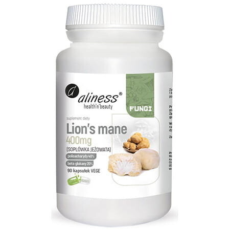 Aliness, Fungi Lion's Mane 400 мг 90 капсул 
Aliness, Fungi Lion's Mane 400 мг 90 капсул