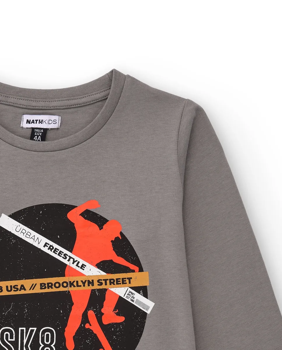 Детская серая футболка с длинными рукавами и принтом скейтера Tuc tuc, серый
Детская серая футболка с длинными рукавами и принтом скейтера Tuc tuc, серый