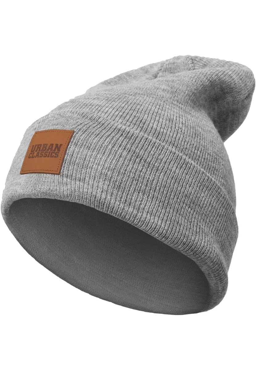 Шапка URBAN CLASSICS " Urban Classics Unisex Synthetic Leatherpatch Long Beanie" (1 шт.), серый 
Шапка URBAN CLASSICS " Urban Classics Unisex Synthetic Leatherpatch Long Beanie" (1 шт.), серый