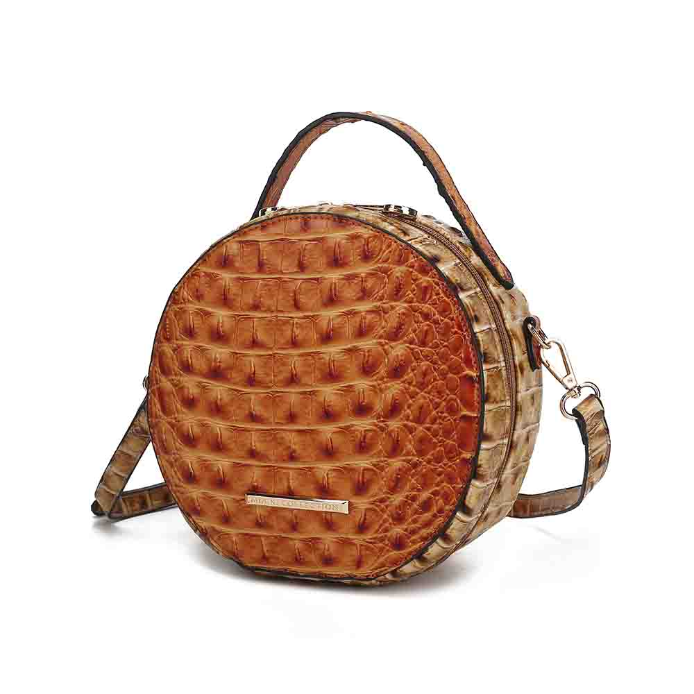 Ynnari Женская круглая шикарная сумка через плечо с тиснением под крокодила и верхней ручкой MKF Collection By Mia K., оранжевый 
Ynnari Женская круглая шикарная сумка через плечо с тиснением под крокодила и верхней ручкой MKF Collection By Mia K., оранжевый