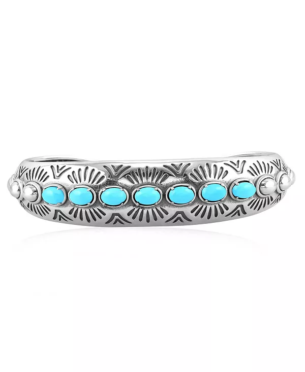 Браслет-Манжета из стерлингового серебра с бирюзой и текстурированными драгоценными камнями «Спящая красавица», размер L American West Jewelry, none
Браслет-Манжета из стерлингового серебра с бирюзой и текстурированными драгоценными камнями «Спящая красавица», размер L American West Jewelry, none