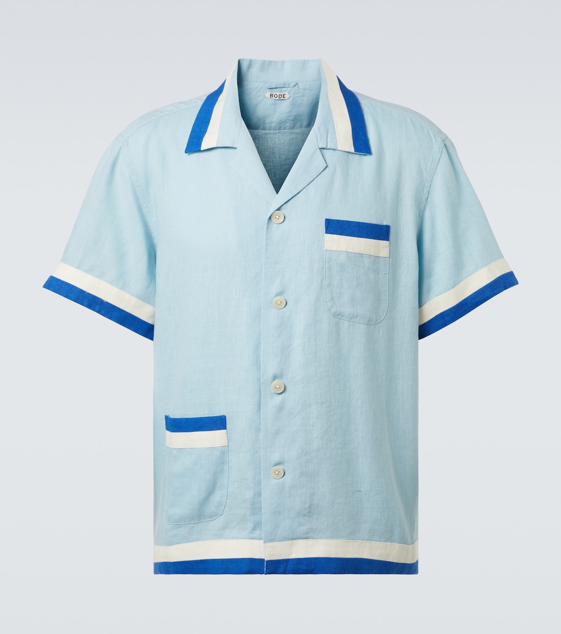 Рубашка из льняной ткани Seedling Stripe Bode, White Blue 
Рубашка из льняной ткани Seedling Stripe Bode, White Blue