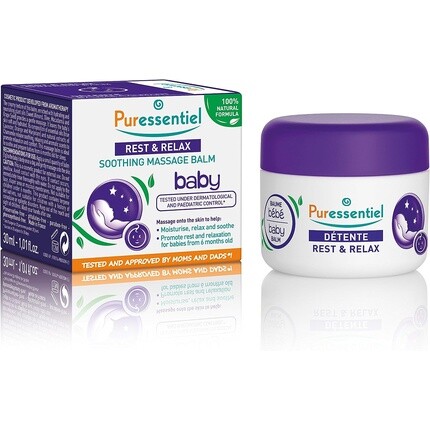 Успокаивающий массажный бальзам для детей Rest & Relax 30 мл - увлажняет, расслабляет, успокаивает и готовит ребенка ко сну 100% натуральные чистые масла, Puressentiel
Успокаивающий массажный бальзам для детей Rest & Relax 30 мл - увлажняет, расслабляет, успокаивает и готовит ребенка ко сну 100% натуральные чистые масла, Puressentiel