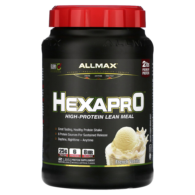 ALLMAX, Hexapro, постная еда с высоким содержанием белка, французская ваниль, 907 г (2 фунта)
ALLMAX, Hexapro, постная еда с высоким содержанием белка, французская ваниль, 907 г (2 фунта)