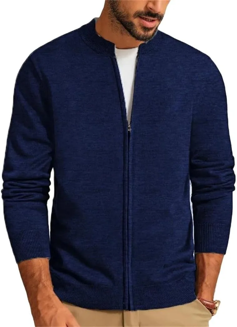Мужской кардиган на молнии из шерсти с воротником стойкой
Мужской кардиган на молнии из шерсти с воротником стойкой