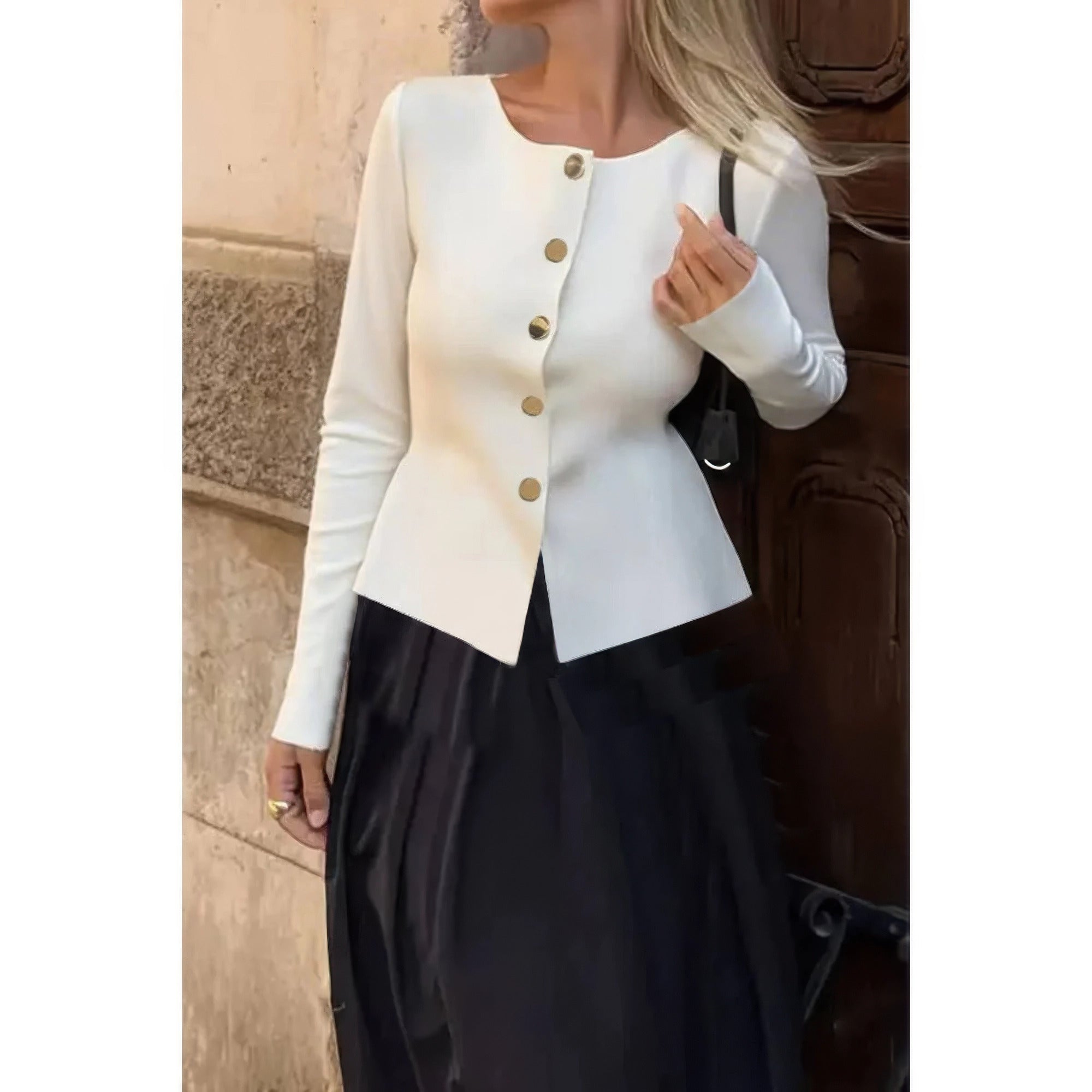 Вязаный свитер с круглым вырезом, застежкой на пуговицы и длинными рукавами TRUEDAMES, белый
Вязаный свитер с круглым вырезом, застежкой на пуговицы и длинными рукавами TRUEDAMES, белый