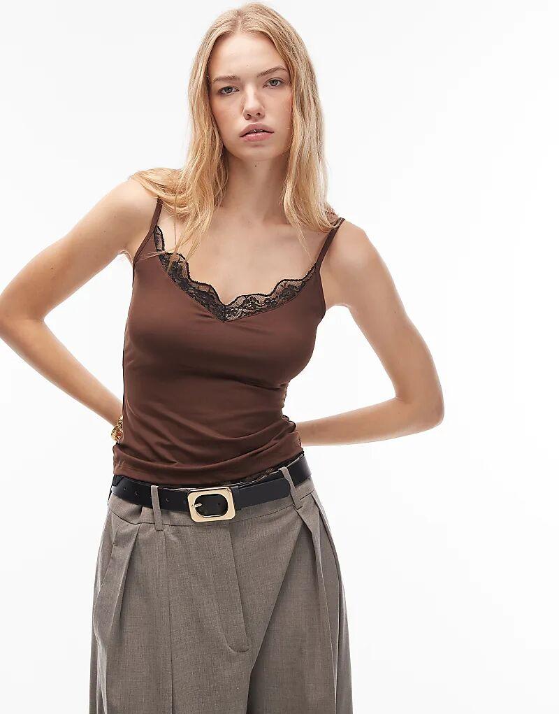 Коричневая майка ASOS DESIGN с отделкой из полиамида и кружева
Коричневая майка ASOS DESIGN с отделкой из полиамида и кружева