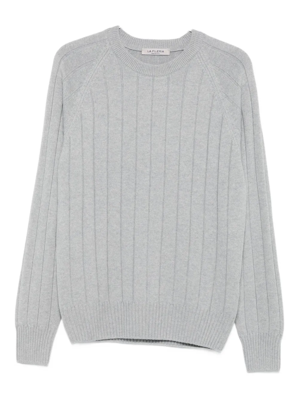 Ребристый свитер с круглым вырезом Fileria, серый 
Ребристый свитер с круглым вырезом Fileria, серый