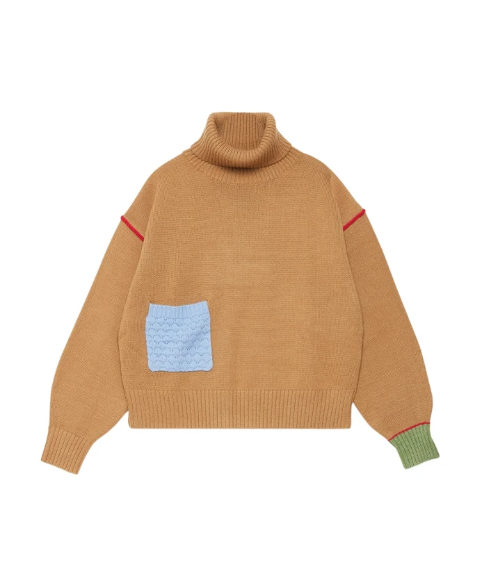 Свитер с высоким воротником и нашивками Ottod'Ame, бежевый
Свитер с высоким воротником и нашивками Ottod'Ame, бежевый