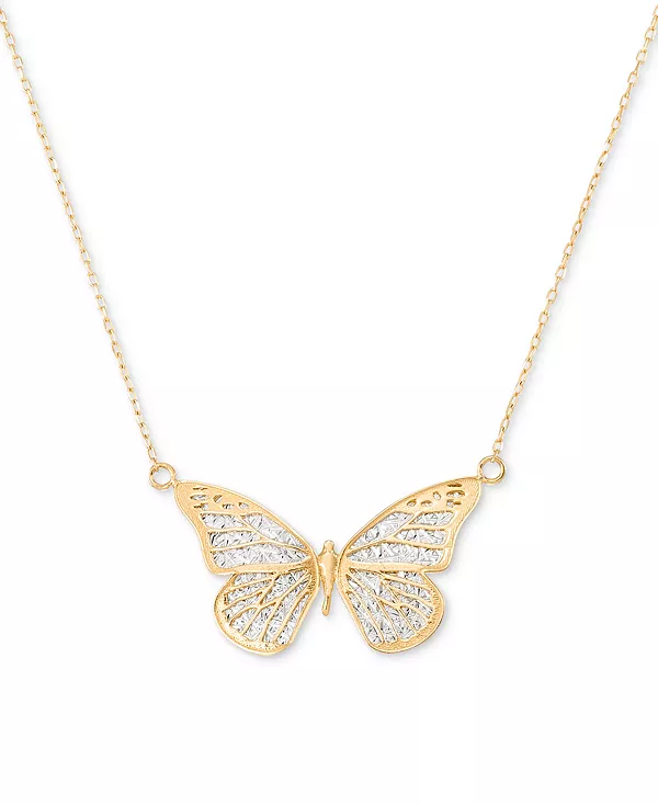 Двухцветное ожерелье с подвеской в виде бабочки из 10-каратного золота, 18 дюймов Macy'S, two-tone
Двухцветное ожерелье с подвеской в виде бабочки из 10-каратного золота, 18 дюймов Macy'S, two-tone