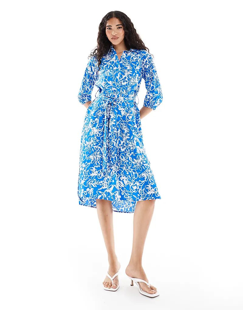 Платье миди French Connection с цветочным принтом и поясом на талии синего цвета
Платье миди French Connection с цветочным принтом и поясом на талии синего цвета