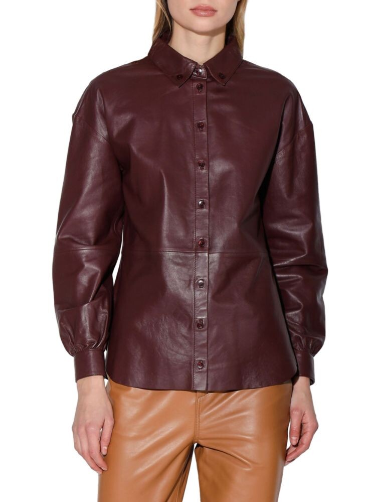 Кожаная рубашка на пуговицах Jaycee Walter Baker, цвет Plum
Кожаная рубашка на пуговицах Jaycee Walter Baker, цвет Plum